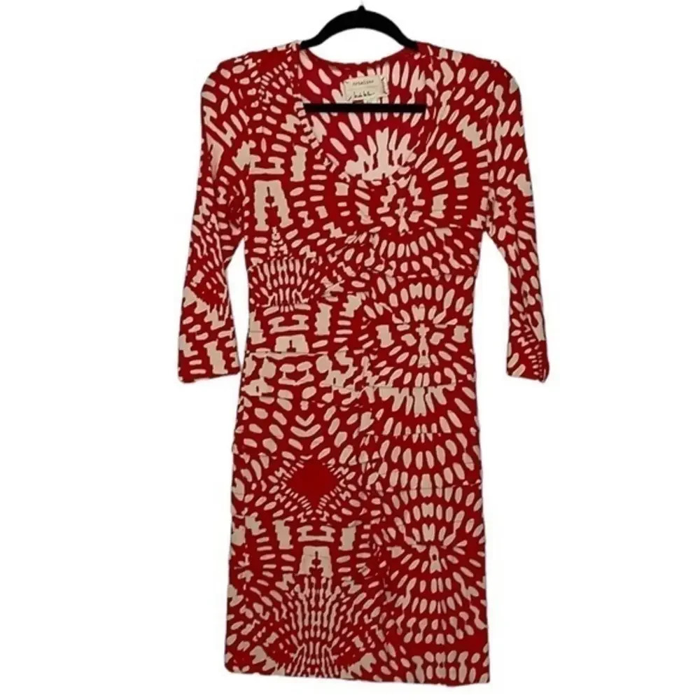 New Nicole Miller Artelier Fitted Red/White Bright Women's Dress Size Medium
